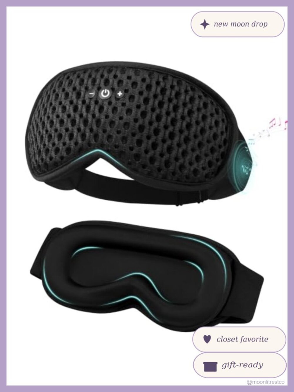 Bluetooth Sleep Mask 3D Contoured Eye Cup Blackout Adjustable Strap